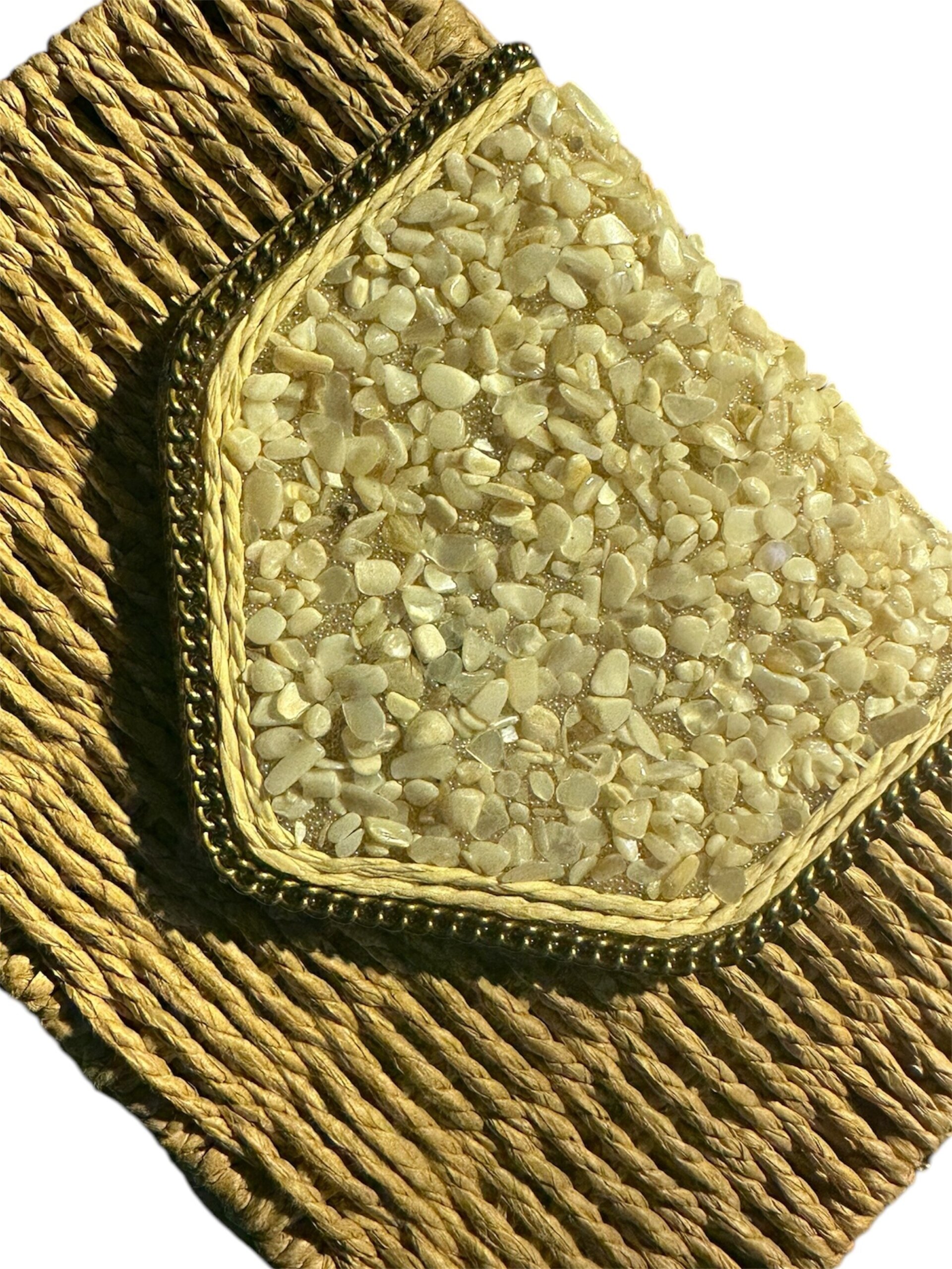 Bolso mimbre con piedras de colores - 6