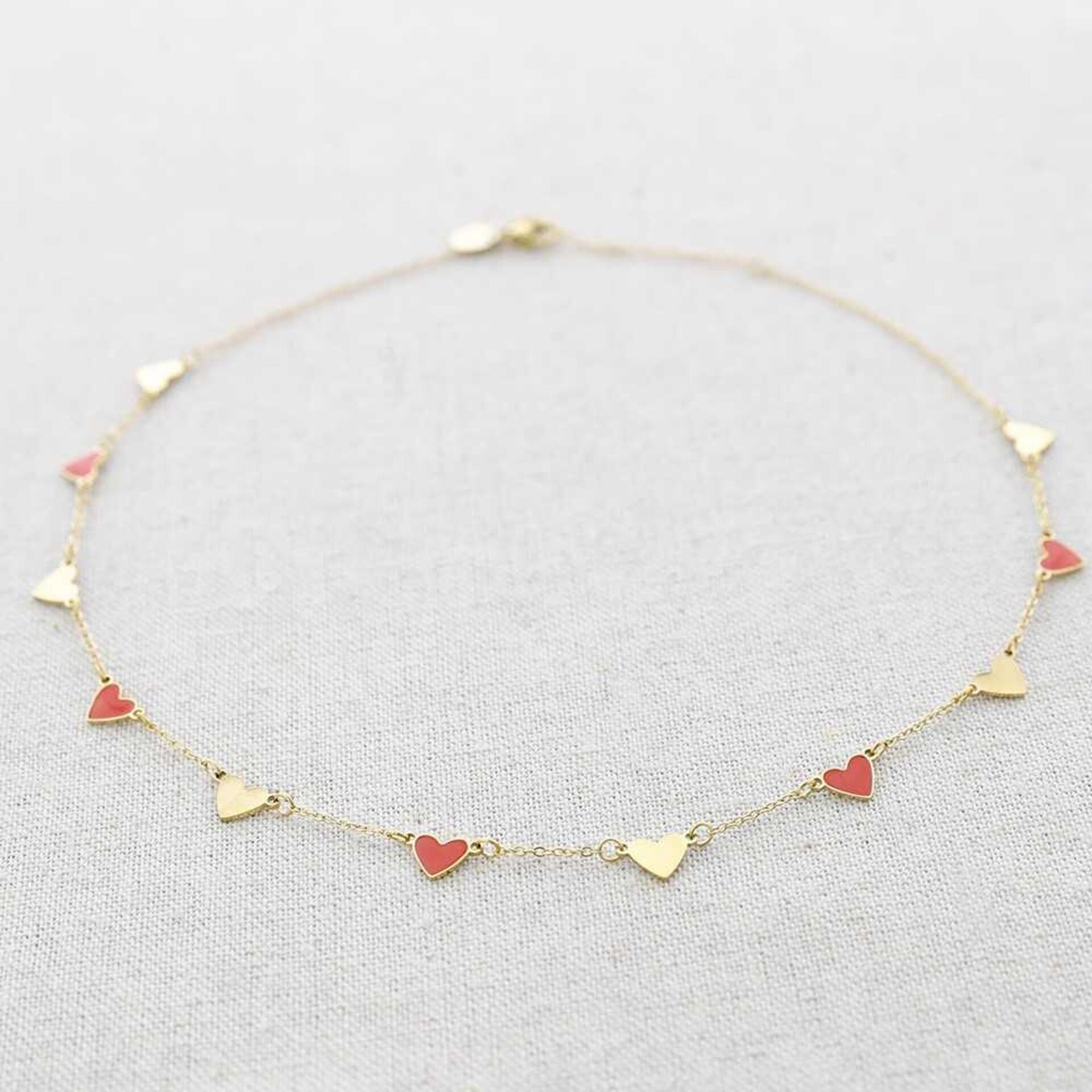 GARGANTILLA ACERO CORAZONES ESMALTE - 2
